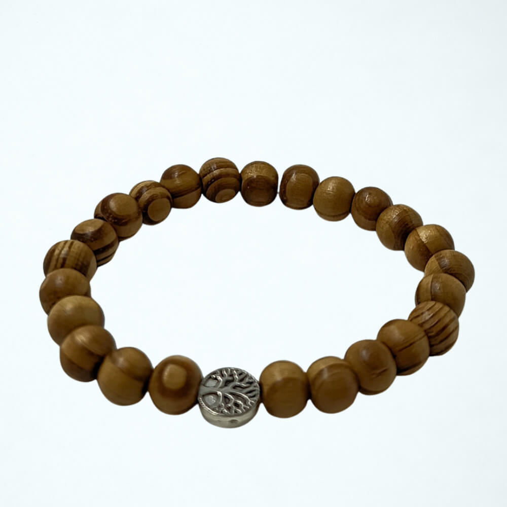 Βραχιόλι με ξύλινες χάντρες με μάτι και δέντρο της ζωής