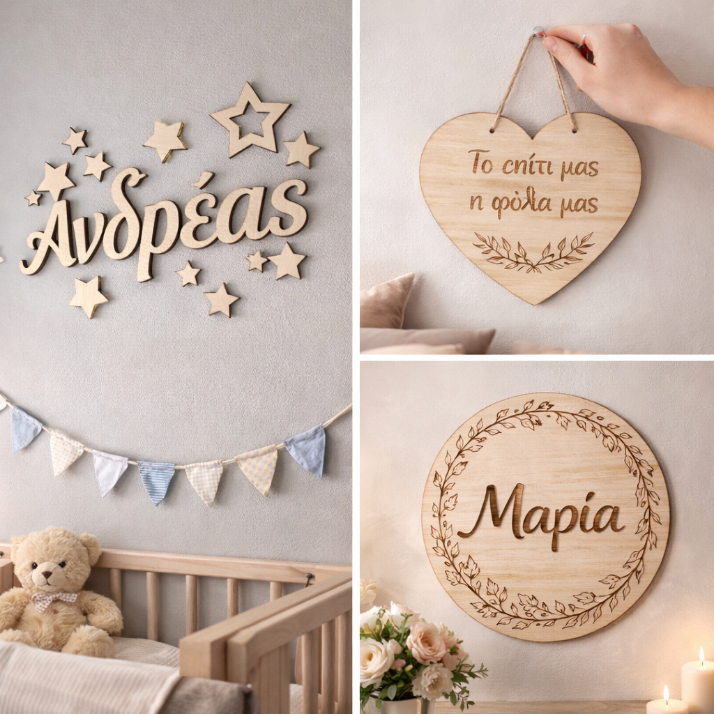 επιτοίχια ξύλινη διακόσμηση