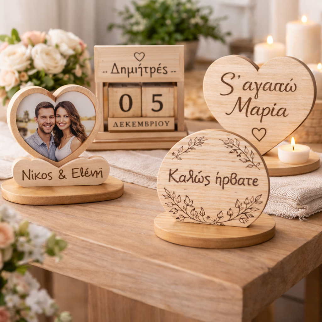ξύλινη επιτραπέζια διακόσμηση