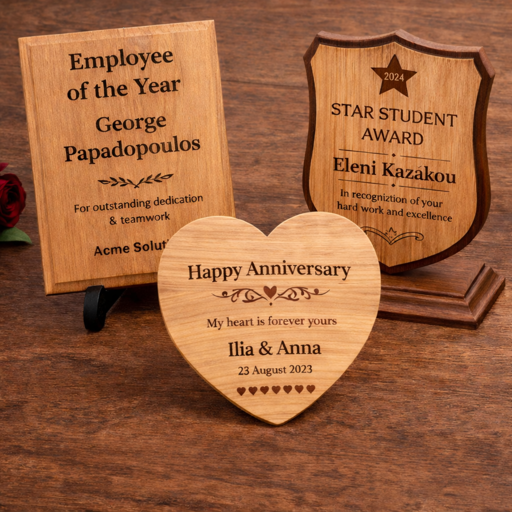 πλακέτες αναμνηστικά ξύλινα