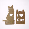 Βάση κινητού από ξύλο με σχέδιο γάτας και καρδιάς