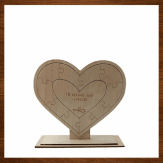 Ξύλινο διακοσμητικό καρδιά puzzle 10 Reasons I Love You