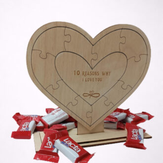 Ξύλινο διακοσμητικό καρδιά puzzle 10 Reasons I Love You