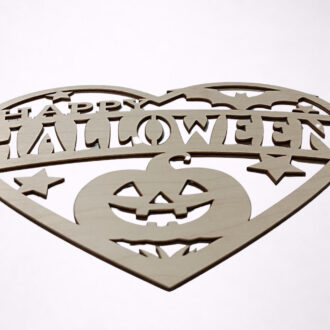 Ξύλινο διακοσμητικό Halloween με κολοκύθα και νυχτερίδα