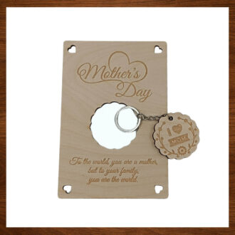 Ξύλινο μπρελόκ Mother's Day με διακοσμητική ξύλινη κάρτα