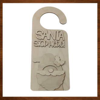 Ξύλινο χριστουγεννιάτικο κρεμαστό πόρτας Santa Stop Here