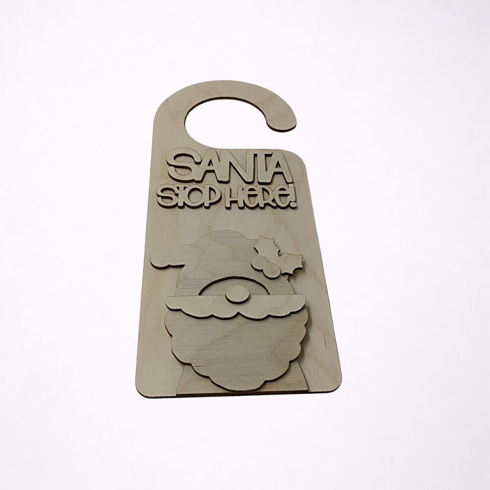 Κρεμαστό πόρτας με Santa Stop Here και ανάγλυφο Άγιο Βασίλη