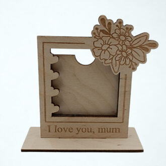 Ξύλινο διακοσμητικό για φωτογραφία I Love You Mum με βάση