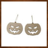 Ξύλινα σκουλαρίκια κολοκύθα Halloween με spooky πρόσωπο