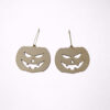 Ξύλινα σκουλαρίκια κολοκύθα Halloween με spooky πρόσωπο