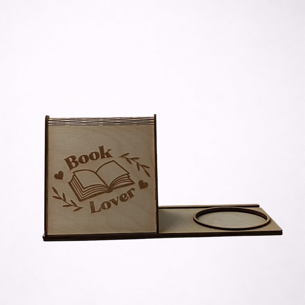 Ξύλινη Θήκη Βιβλίου με Βάση για Κούπα Book Lover - Image 6