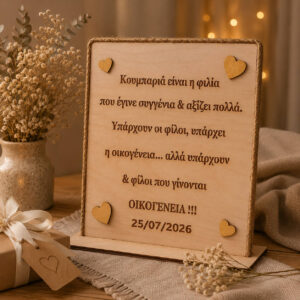 Προσωποποιημένο ξύλινο δώρο για κουμπάρα
