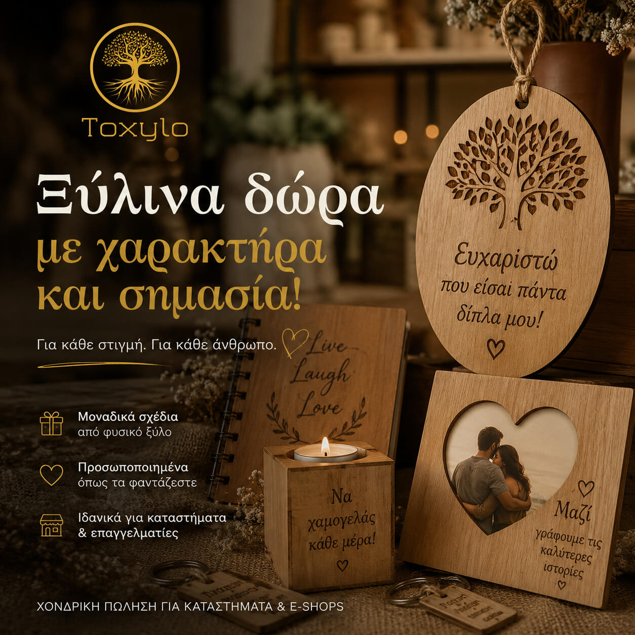 Ξύλινα είδη δώρων χονδρική για καταστήματα και επαγγελματίες