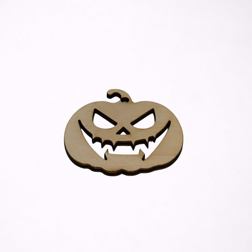 Ξύλινη Κολοκύθα Halloween με Τρομακτικό Πρόσωπο