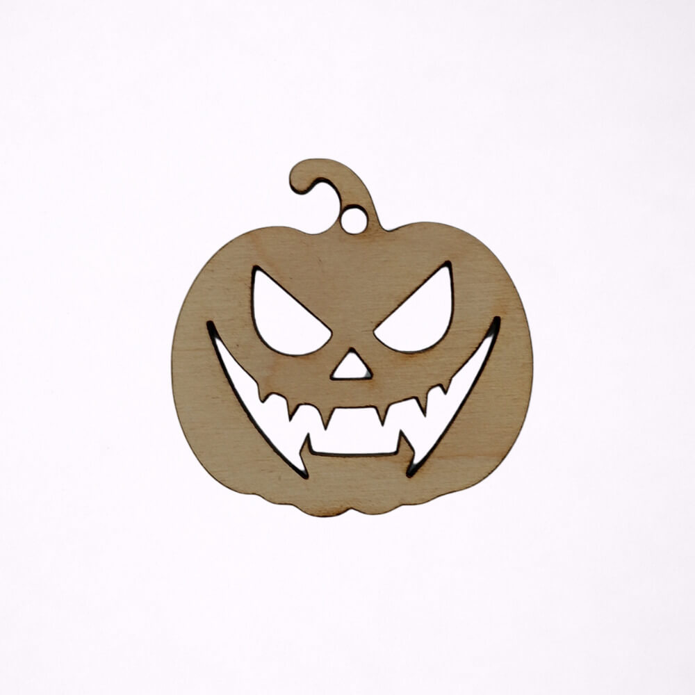 Ξύλινη Κολοκύθα Halloween με Τρομακτικό Πρόσωπο