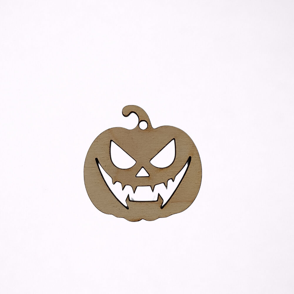 Ξύλινη Κολοκύθα Halloween με Τρομακτικό Πρόσωπο