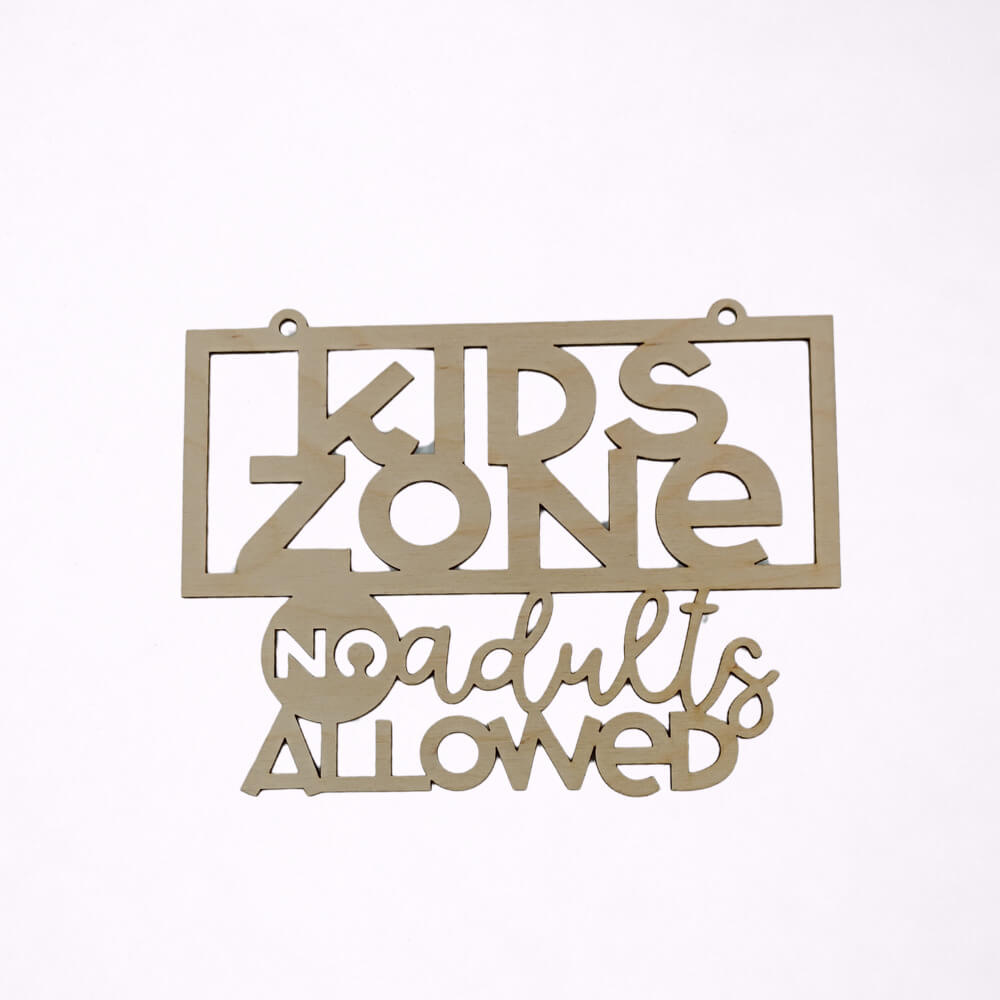Ξύλινη πινακίδα Kids Zone για παιδικό χώρο παιχνιδιού