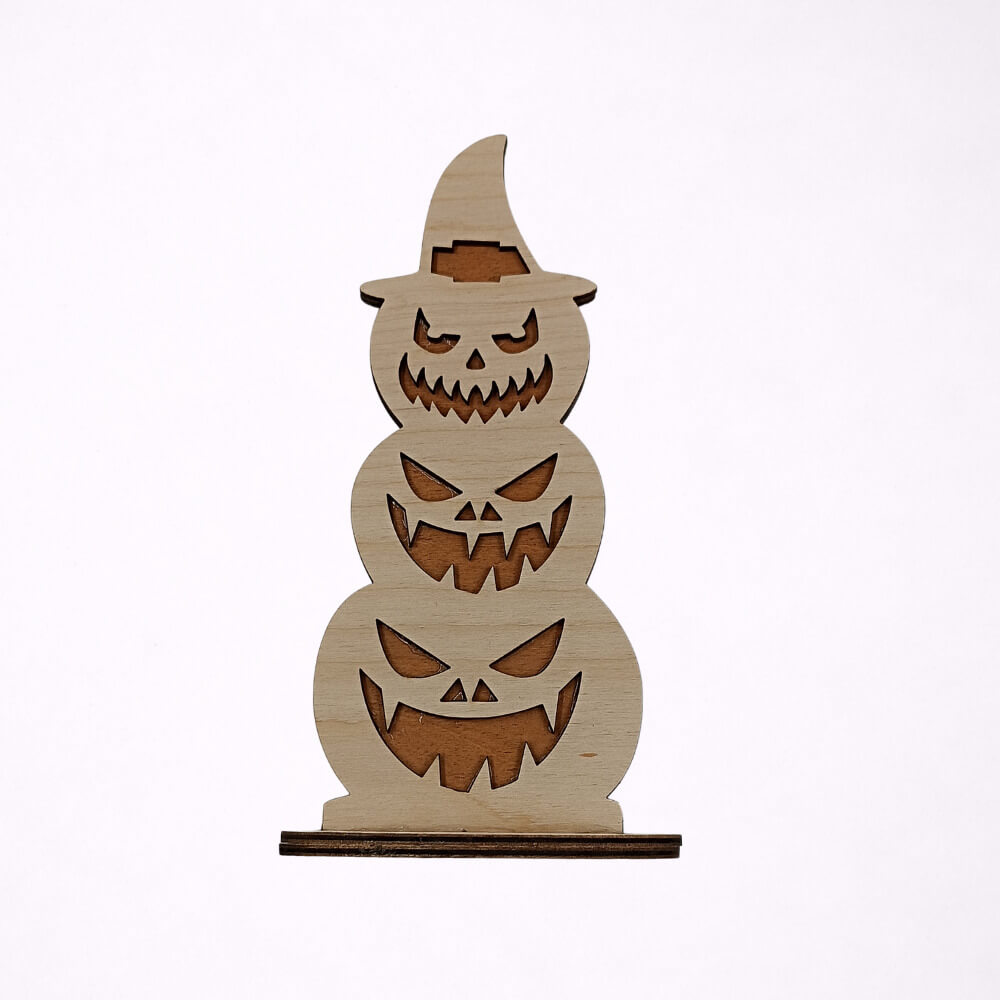 Επιτραπέζιο ξύλινο διακοσμητικό Halloween με κολοκύθες