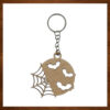 Ξύλινο Μπρελόκ Halloween με Ιστό και Νυχτερίδες