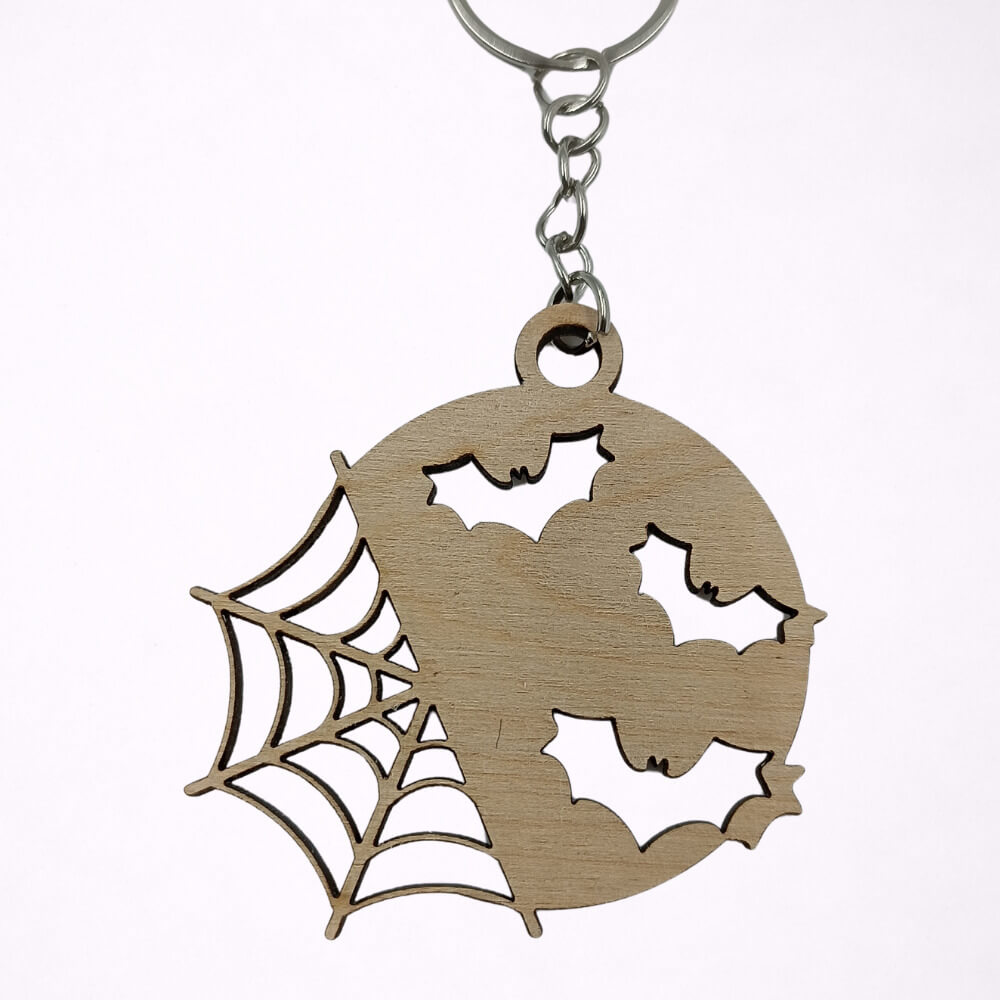 Halloween μπρελόκ με τρεις ξύλινες νυχτερίδες