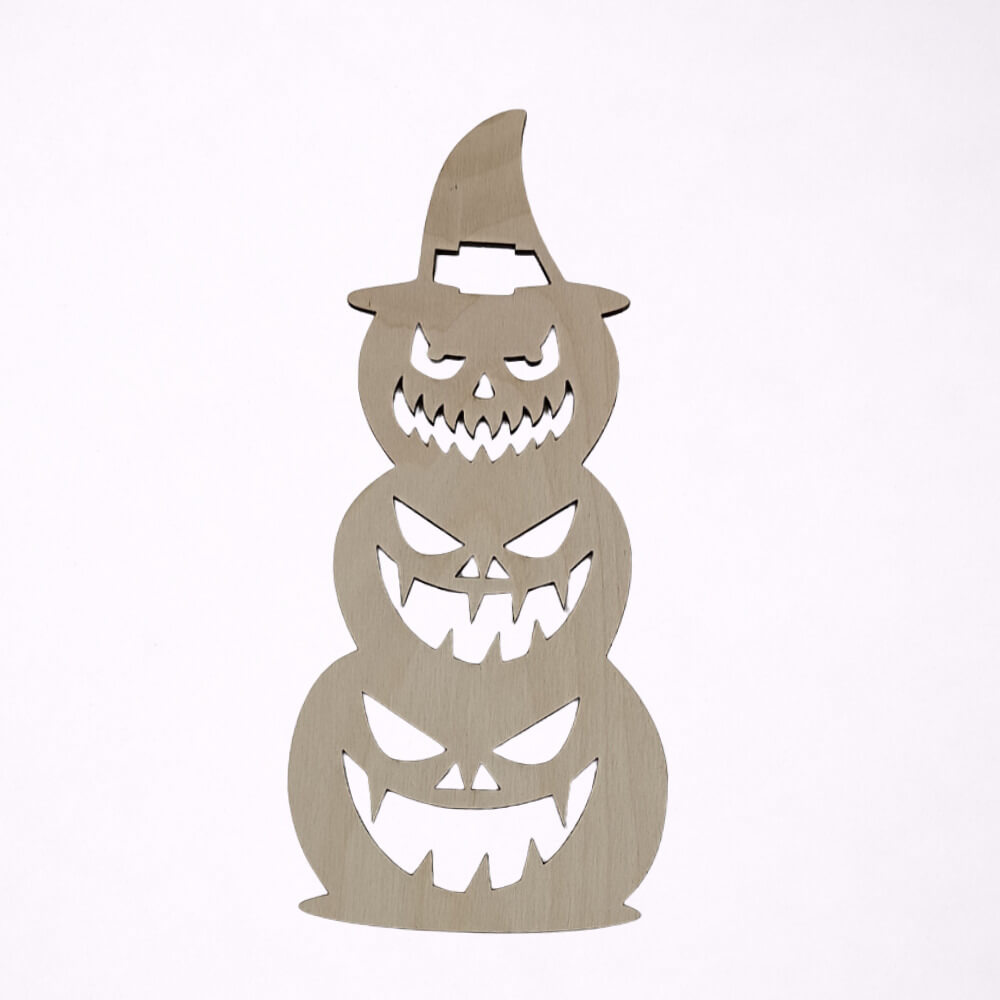 Ξύλινο στοιχείο με τρεις κολοκύθες Halloween